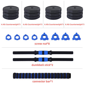 Total 58lb, 29lb Each Adjustable Barbell And Dumbbell Set | Free Weights Dumbbells 2 in 1 Sets With Connector For Home Gym