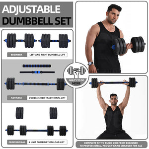 Total 58lb, 29lb Each Adjustable Barbell And Dumbbell Set | Free Weights Dumbbells 2 in 1 Sets With Connector For Home Gym