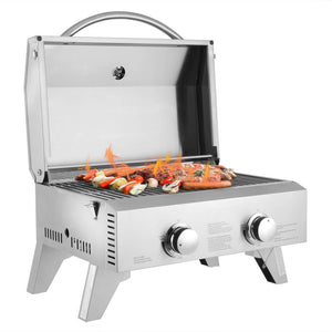 ZOKOP Home Use Stainless Steel Propane Gas Grill | Double Head Small Gas Grill