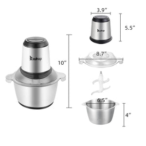ZOKOP 2L 304 Stainless Steel Two-Speed Electric Mini Meat Grinder