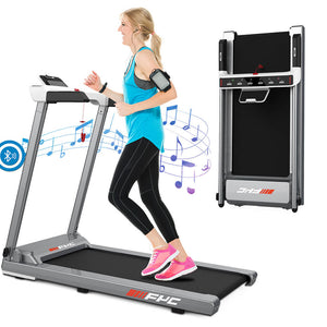 FYC Electric Folding Treadmill | Gym Running Machine With Bluetooth Music and LCD Display